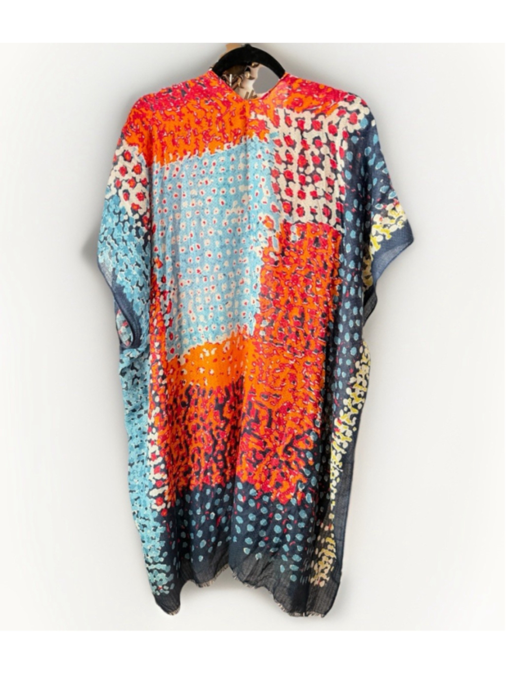 🇺🇸 Boho Sheer Kimono Cover Up One Size Colorful Abstract Print Lightweight - Picture 8 of 8